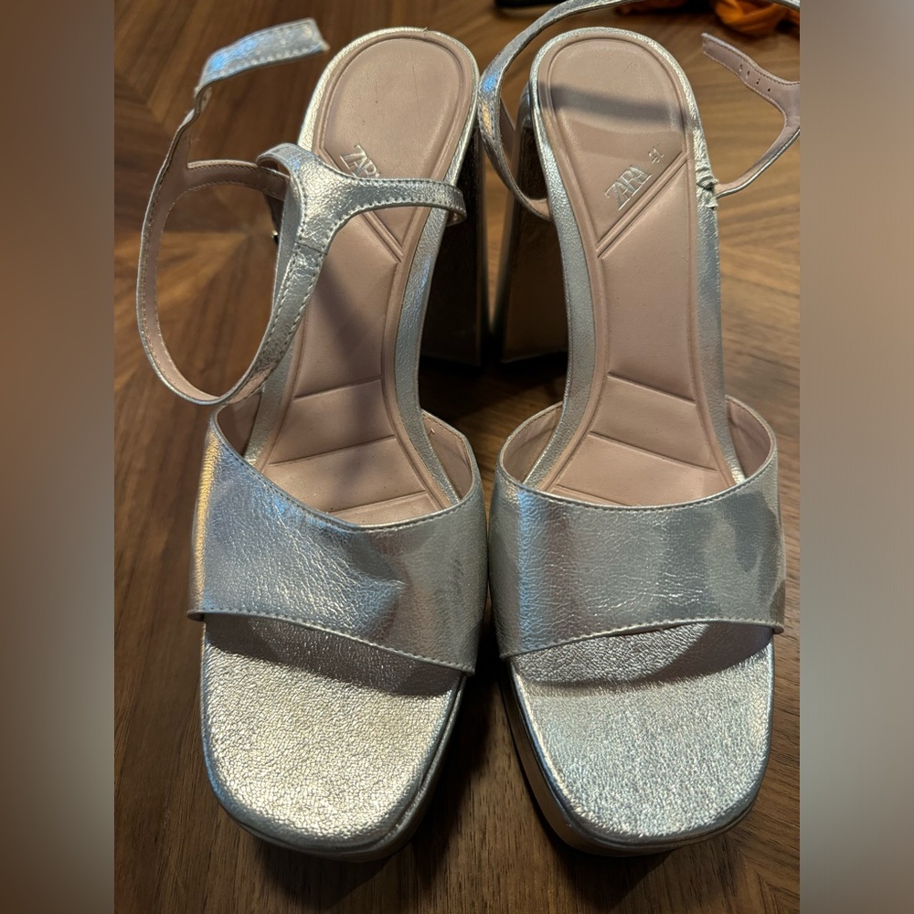 Zara Silver Platform heels